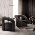 thumbnail image 2 of Manhattan Comfort Darian Boucle Accent Chair from Solid Wood in Black (Set of 2), 2 of 7