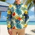 thumbnail image 2 of zfhfof Hawaiian Shirt for Men Long Sleeve Button Down Shirts Tropical Floral Print Casual Beach Vacation Summer Party Shirt with Chest Pocket, 2 of 7
