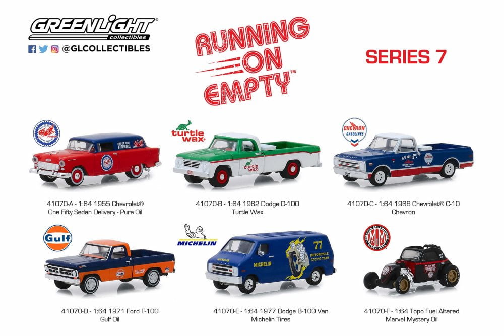 Greenlight Running On Empty Series 7 Diecast Car Set Box of 6