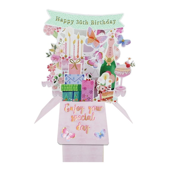 Clever Cube Pop Up Card - 30th - Birthday Icons