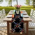 thumbnail image 4 of Spring Blueberry Cherry Flowers Leaves Table Runner-36 Inch Long Plants on Black Table Runners Linen Burlap Tablerunner for Kitchen Dining Room Holiday Party, 4 of 9