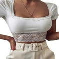 thumbnail image 2 of Women Summer Short Top Shirt  Short Sleeve Low Chest Ribbed Crop Tops, 2 of 5