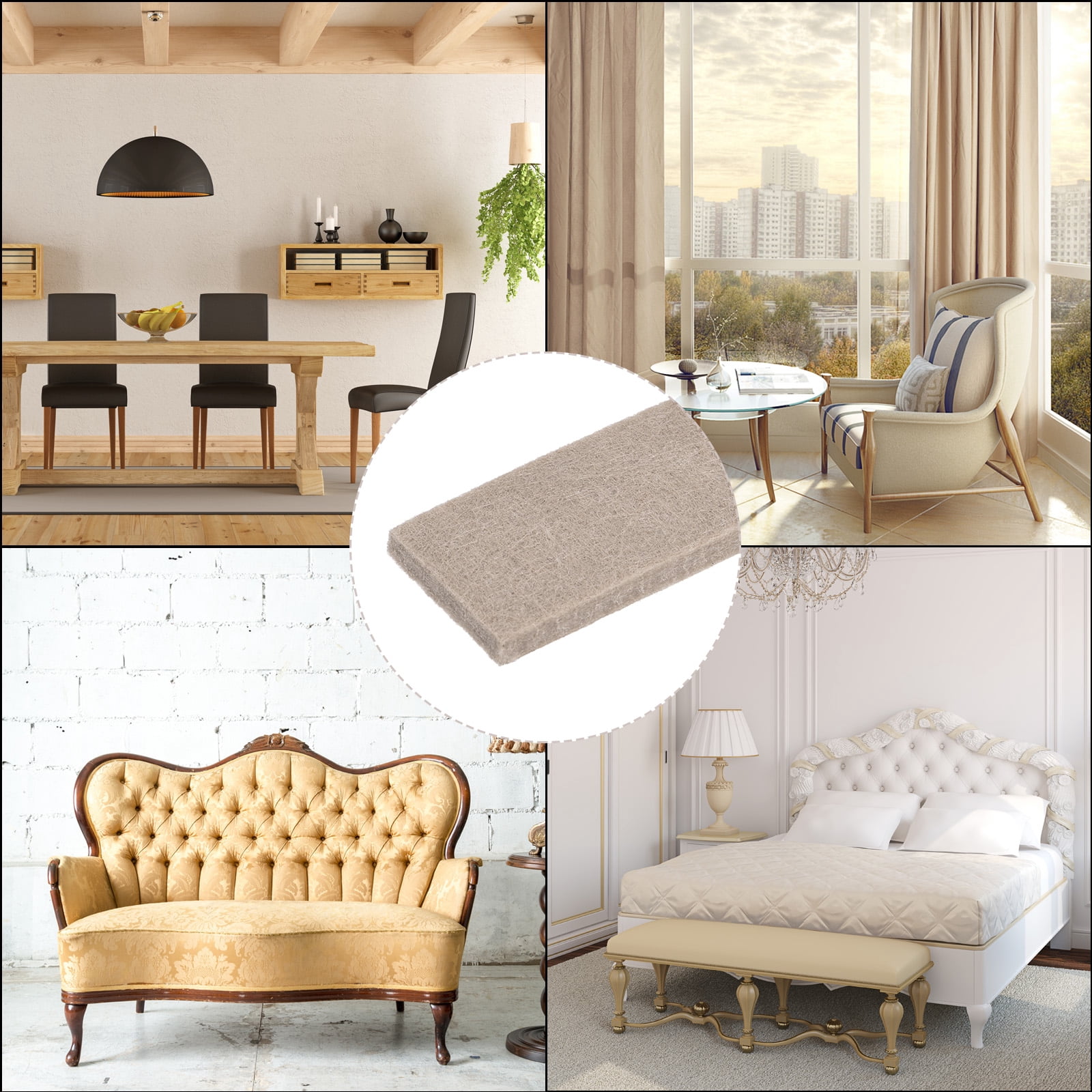 Unique Bargains Self Adhesive Felt Tape Furniture Strip Roll Beige 1" x 4.9"