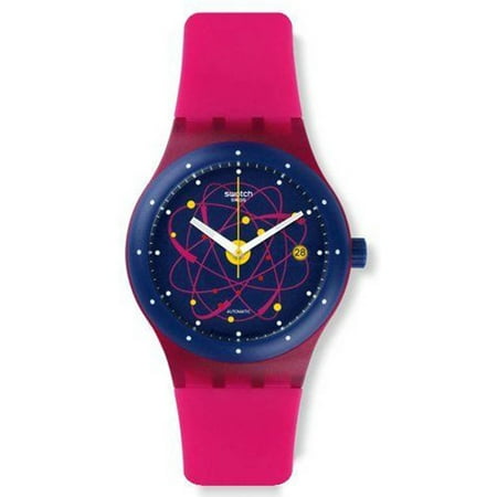 Dial Blue Rubber Band - Swatch System Unisex Blue Date Dial Rubber Band Pink Watch SUTR401