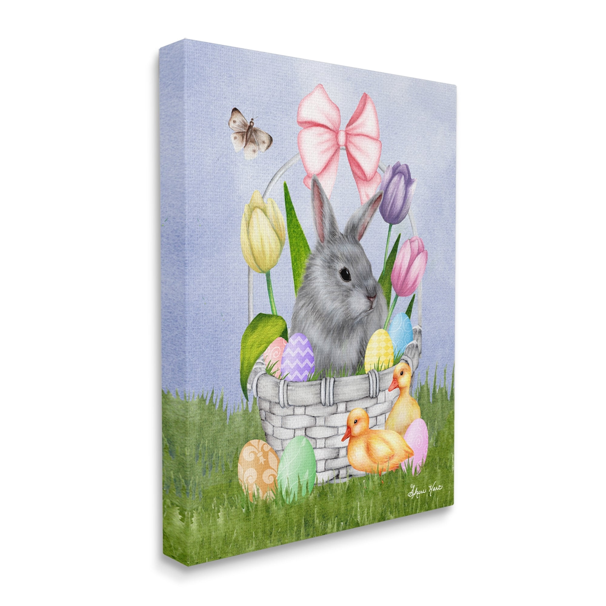 Stupell Industries Pastel Bunny Rabbit Basket Easter Egg Baby Chicks,24 x 30, Design by Sheri Hart