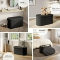 thumbnail image 4 of StorageBud Storage Ottoman Bench, 30 Inch Storage Bench for Bedroom End of Bed, Foldable Large Ottoman Foot Rest, Entryway Bench with Storage, Boucle Oval Storage Chest Max 660lbs, Black, 4 of 5
