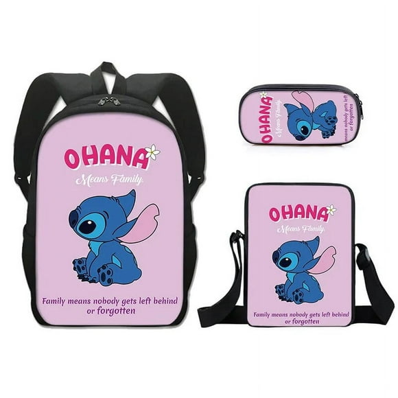MINISO Disney Stitch Anime 3Pcs/Set Backpack Student School Shoulder Bag Kids Cute Travel Backpack Children Birthday Gift