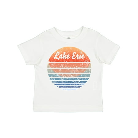 

Inktastic Lake Erie Distressed Retro Sunset Gift Toddler Boy or Toddler Girl T-Shirt