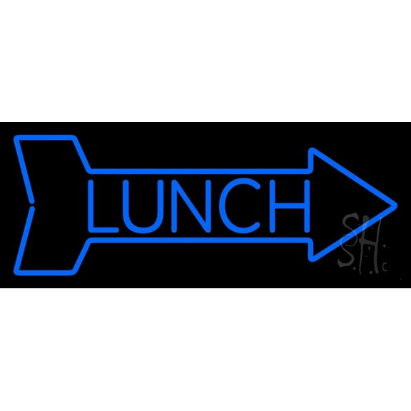 Lunch With Arrow LED Neon Sign 13 x 32 - inches, Black Square Cut Acrylic Backing, with Dimmer - Bright and Premium built indoor LED Neon Sign for restaurant window and interior decor.
