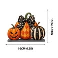 thumbnail image 2 of JWZZYD Halloween Tabletop Decorations Indoor, Pumpkins Wooden Tabletop Decor, Striped Checkered Pumpkin Flat Ornament, Vintage Fall Halloween Thanksgiving Mantel Home Desk Decor, 2 of 6