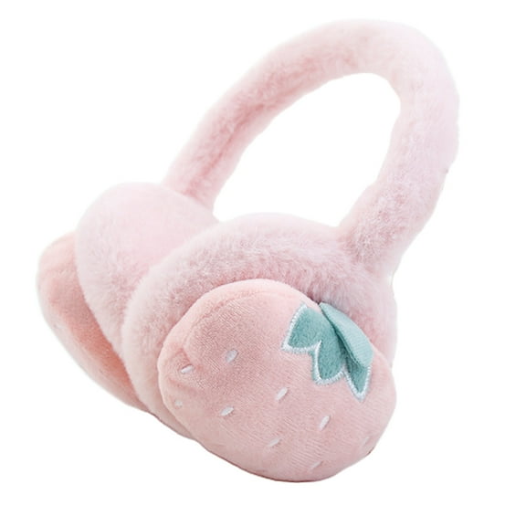 Winter Earmuffs For Girls Pink Strawberry Kids Fruits Earmuffs Kawaii Girl Boy