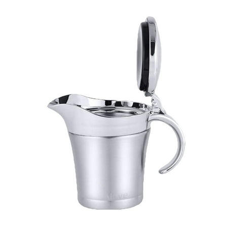 

Kitchen Stainless Steel Double Wall Insulated Gravy Boat Sauce Jug with Lid