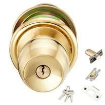 lanema Polished Brass Door Knob Keyed Entry with Adjustable Latches Interior Lock 60mm