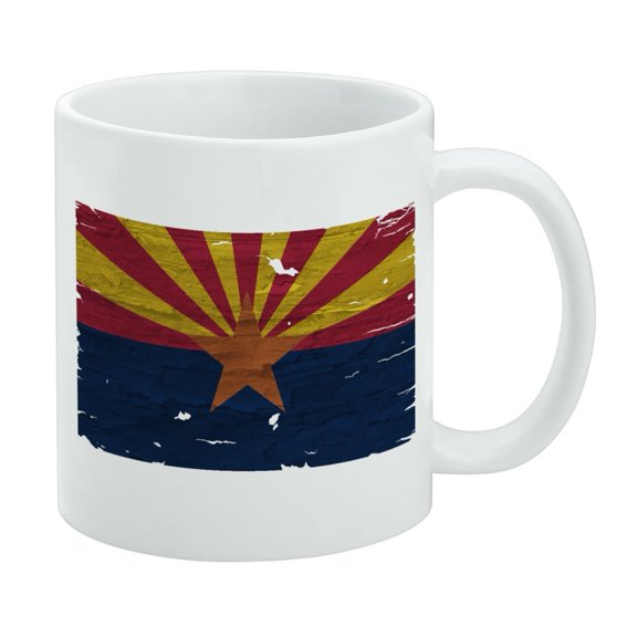 Rustic Arizona State Flag Distressed USA White Mug
