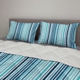 thumbnail image 2 of Abstract Comforter & Sham Bedding Set, Vertical Striped Pastel Toned Color Bands Lines Background Nautical Design, 3 pcs Duvet Set Microfiber Filling Quilt, 5 Sizes, Sky and Dark Blue, by Ambesonne, 2 of 4