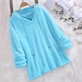 thumbnail image 4 of ZXLBBD Women Solid Color Plus Size Hooded Long Sleeve Sweatshirts Blouse Tops Casual Outdoor Loose Fit Daily Wear, 4 of 4