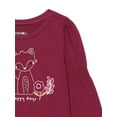 thumbnail image 3 of Garanimals Toddler Girl Long Gathered Sleeve Graphic Top, Sizes 18M-5T, 3 of 4