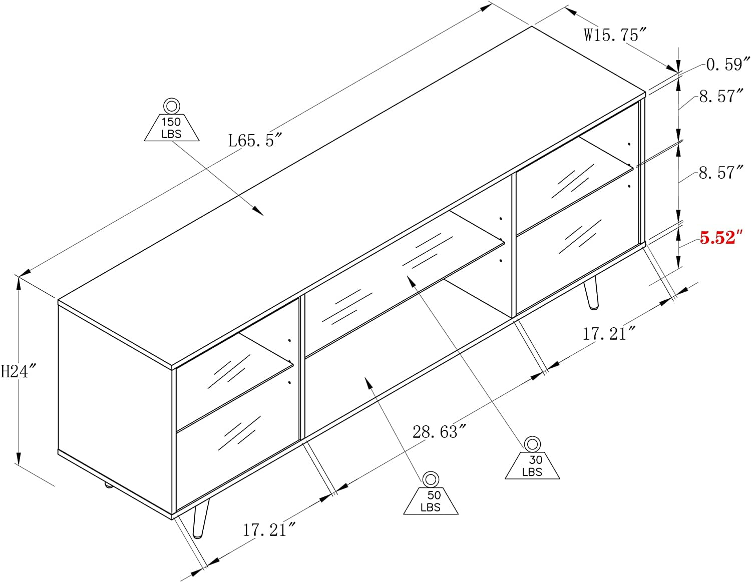 Zoepeng Modern TV Stand for 75 Inch TV with LED Lights Gaming