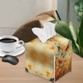 thumbnail image 2 of Yuyamidu Maple PU Leather Tissue Box Cover for Living Room Dragonfly Tissue Box Holder with Belt Bottom Foldable Napkin Holder for for Napkin Facial Paper Gift for Friends, 2 of 8