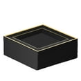 thumbnail image 2 of Plastic Disposable Square Dessert Plates | AFN150-Pack 7.5 inches Black with Gold Rim Square Plates | Ideal for Weddings, Parties, Catering | Heavy Duty & Non Toxic, 2 of 3