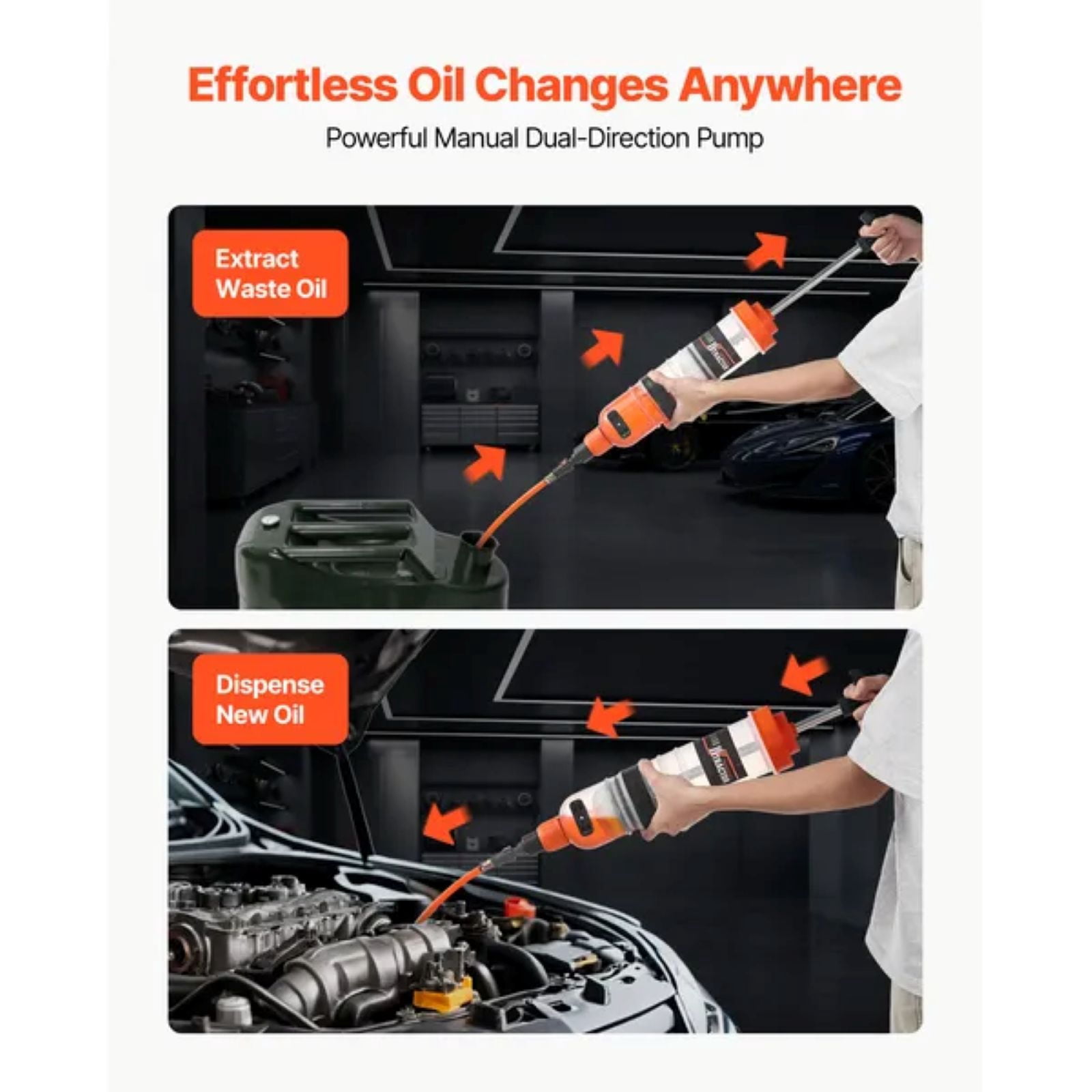 1500CC Fluid Extractor, Manual Automotive Fluid Pump Extractor, Oil Syringe with Long Hose and Extension Tubes Easy Oil Change, Suction Pump for Lawn Mowers Cars Ships Golf Carts Motorcycles