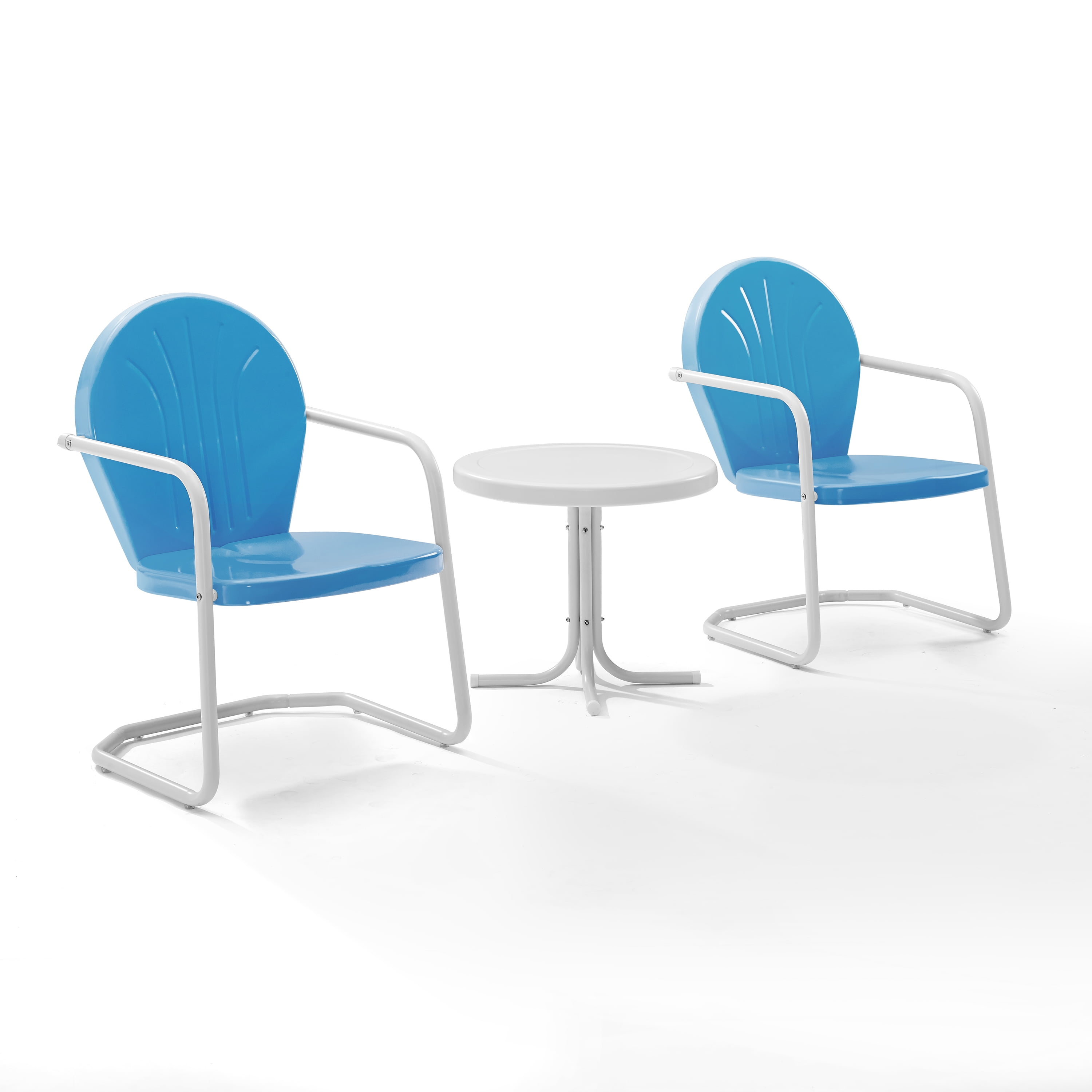 Crosley Furniture Griffith 3 Piece Metal Patio Conversation Set in Sky Blue