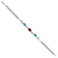 thumbnail image 3 of 925 Silver and 10K Yellow Gold Ruby Red Mystic Topaz and Swiss Blue Topaz and White Lab Grown Diamond Bracelet for Women (1.96 Cttw, Gemstone November Birthstone, Oval, Wheat Chain, 7 inches), 3 of 5