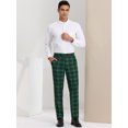 thumbnail image 3 of Pantalones de vestir a cuadros para hombre Pantalones de negocios con frente plano Pantalones de traje a cuadros Verde S, 3 of 6
