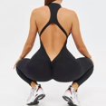 thumbnail image 3 of Sexy Hollow Backless Sporty Jumpsuits Fitness Overalls for Women Scrunch Workout Rompers One Pieces Sport Suit Zip Gym Jumpsuit (HazeBlue Short Set,XL), 3 of 7