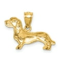 thumbnail image 3 of 14KYellow Gold Solid Diamond Cut Brushed Finish Dachshund Dog Charm Pendant, 3 of 4