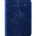 thumbnail image 1 of PU Leather Passport and Vaccine Card Holder With Vaccine Card, Dark Blue WD.WDQZL Hogar, 1 of 1