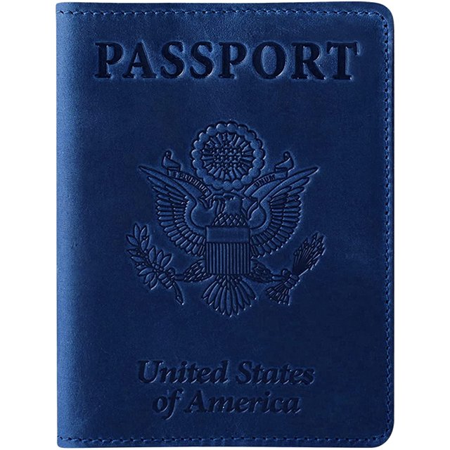 PU Leather Passport and Vaccine Card Holder With Vaccine Card, Dark Blue WD.WDQZL Hogar