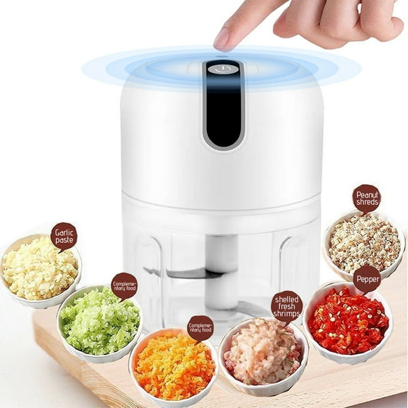 250ML Electric Garlic Chopper, Mini Portable Veggie Chopper, Garlic Grinder Masher Onion Chopper, Blender to Vegetable, Wireless Food Processor for Ginger, Chili, Fruit, Meat, etc
