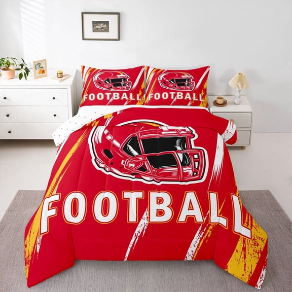 Erosebridal Eat Sleep Bedding Sets Twin with Comforter, American Football Duvet Insert, Soccer Sport Decor, 2-Piece