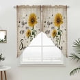 thumbnail image 2 of Swag Valance Curtains for Windows, Yellow Sunflower Light Filtering Kitchen Curtains with Rod Pocket, Summer Vintage Flower Bee Sunshine Window Treatment Valances for Living Room, 28x36 - 2 PCS, 2 of 9