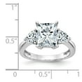 thumbnail image 3 of 14K White Gold Ring Band Moissanite Octagon Emerald Trillion, Size 9, 3 of 7