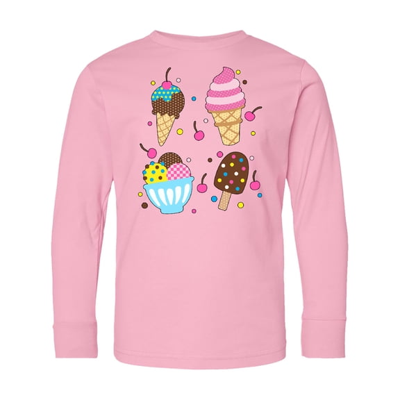 Inktastic Ice Cream with Patterns Long Sleeve Youth T-Shirt