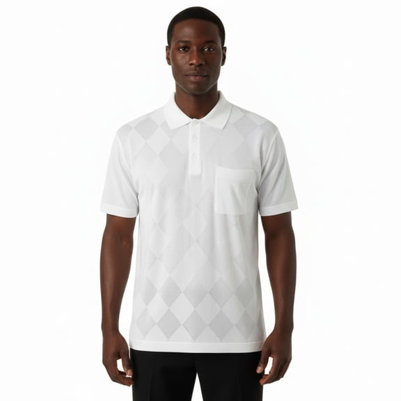 Mens Polo Shirt Slinky Sheer Short Sleeves Soft Touch by Stacy Adams 3703 White