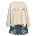 thumbnail image 1 of Chandails à Capuchon pour Femmes Chandail à Capuche Femme Manches Longues Col Rond Chandail en Molleton Décontracté Imprimé Chandail-Over Haut Tenue Quotidienne T-Shirt Blouse Automne Hiver Vêtements Décontractés Automne Veste, 1 of 2