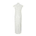 thumbnail image 2 of ADRIANNA PAPELL Womens White Sequined Zippered 3-d Beaded Short Sleeve Off Shoulder Maxi Formal Sheath Dress 6, 2 of 3
