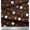 thumbnail image 2 of Soimoi Brown Poly Georgette Fabric Heart & Love Text Decor Fabric Printed Yard 42 Inch Wide, 2 of 5