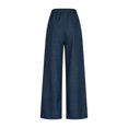 thumbnail image 6 of Wide Leg Jeans for Women, Drawstring Elastic Waist Straight Denim Pants, Fashion Loose Casual Pants ,Blue,XXL, 6 of 9