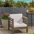 thumbnail image 3 of JERFIT Modern Outdoor Club Chair, Grey and White Acacia Wood Patio Seating with Removable Cushions, 3 of 10