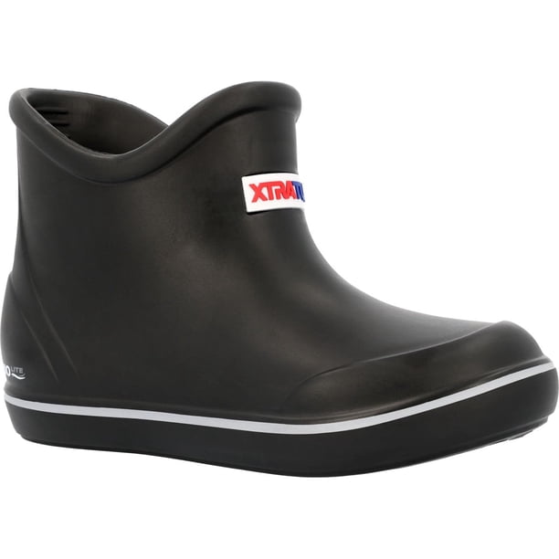 Bota Ankle Deck Xtratuf TUFS para niños grandes, color negro, talla 1 (M)