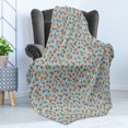 thumbnail image 4 of Floral Soft Flannel Fleece Throw Blanket, Repeating Vintage-Themed Flowers on Branches, Cozy Plush for Indoor and Outdoor Use, 50" x 60", Pale Blue Burnt Orange, by Ambesonne, 4 of 5