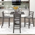 thumbnail image 2 of Euroco 5-Piece Counter Height Dining Table Set for 4,Wood Dining Table with 4  High Back Chairs & Open Storage Shelves,Kitchen Table Set for Small Space, 2 of 8