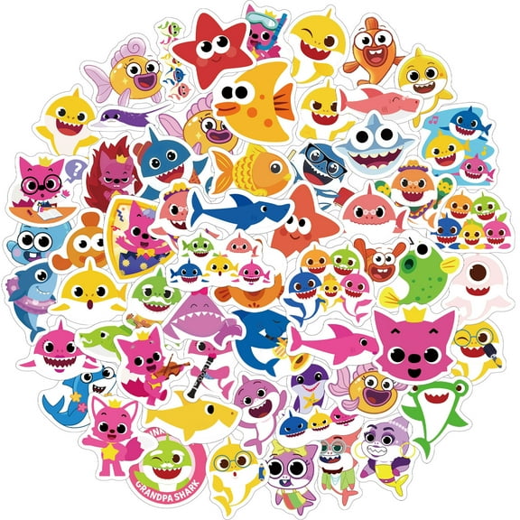 120 PCS For Shark Cartoon Sticker Pack for Teens - Waterproof Vinyl Decals for Water Bottles, Laptops, Skateboards & Suitcases for Girls Boys Ideal Holiday Party Gift