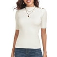 thumbnail image 3 of PrettyGuide Women's Short Sleeve Sweater Tops Mock Neck with Button Pullover Shirt Slim Fit Lightweight Knit Sweater Blouse, 3 of 7