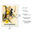 thumbnail image 2 of Child & Flight Attendant - Lufthansa German Airlines - Vintage Airline Travel Poster by Walter Rau c.1950s - Master Art Print (Unframed) 9in x 12in, 2 of 4