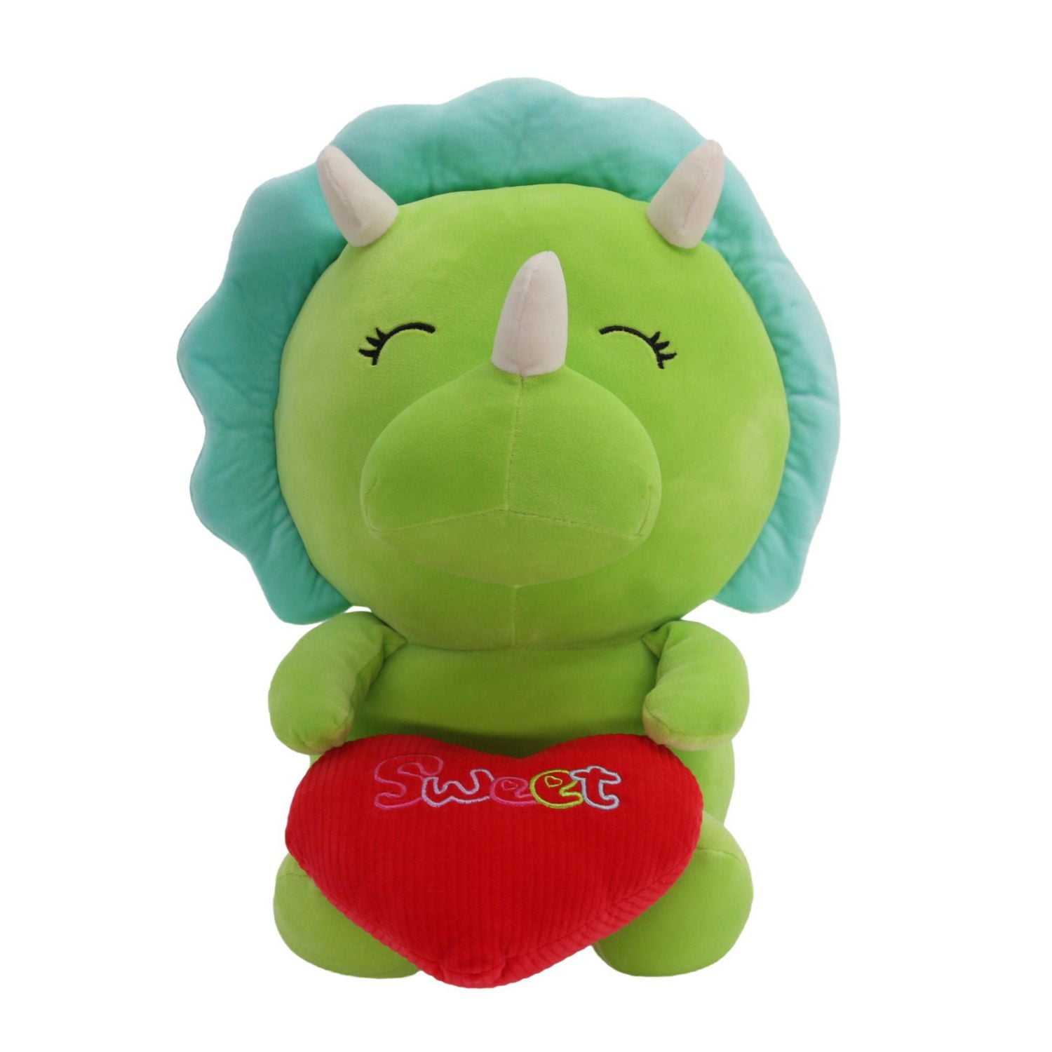 WAY TO CELEBTATE VALENTINE 15" PLUSH ANIMAL WITH HEART-GREEN DINO